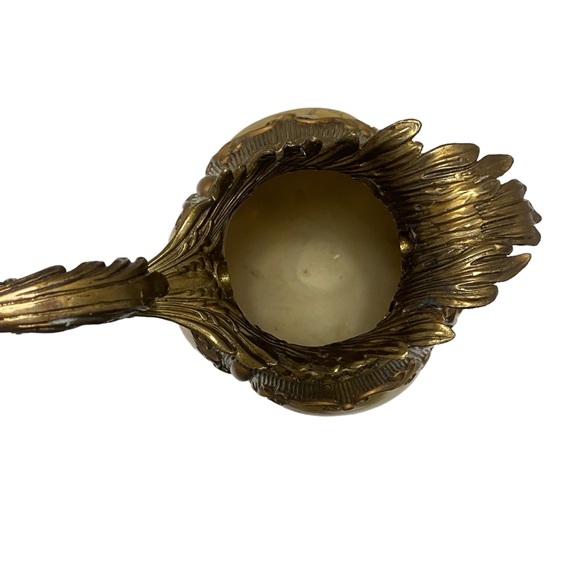 Antique Handpainted Porcelain Large Brass Footed Ewer - Picture 6 of 8